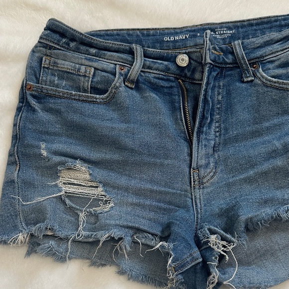Old Navy Women's Ripped Blue Jean Shorts - Picture 2 of 5